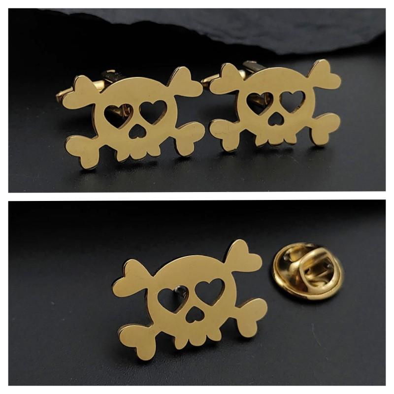 Ghost Horse Skull Brooch Cufflinks Punk Creative Personality Style Stainless Steel Material Not Easy To Fade Wear-resistant Accessories Decoration