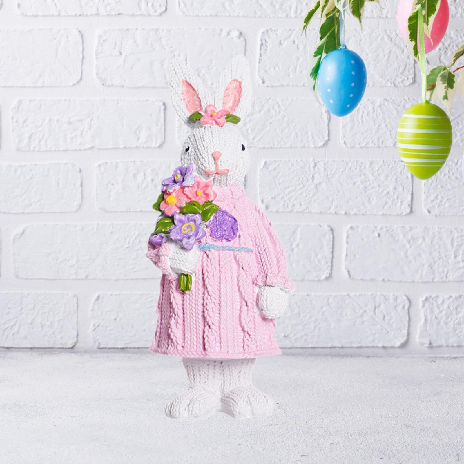 

Easter Bunny Statue Sculpture Home Decoration Resin Animal Figurine Valentine s Day Gift for рожевий