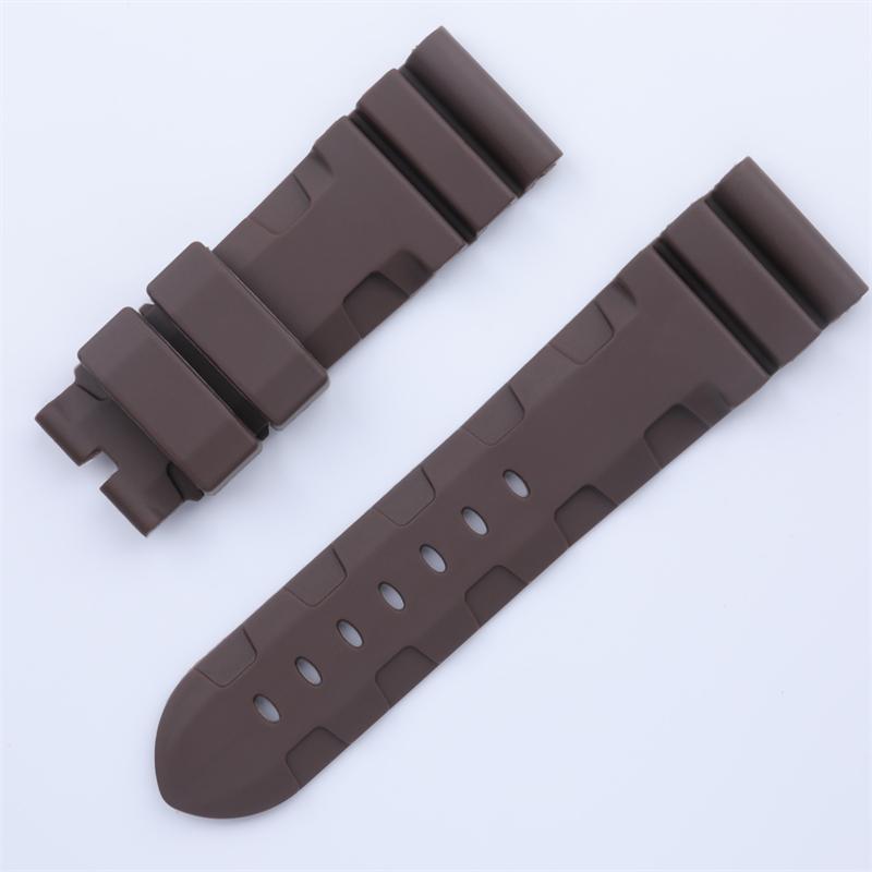22mm 24mm 26mm Quality Soft Nature Silicone Rubber Watchband Black Blue Gray Green Red For Panerai Strap Waterproof Wristband