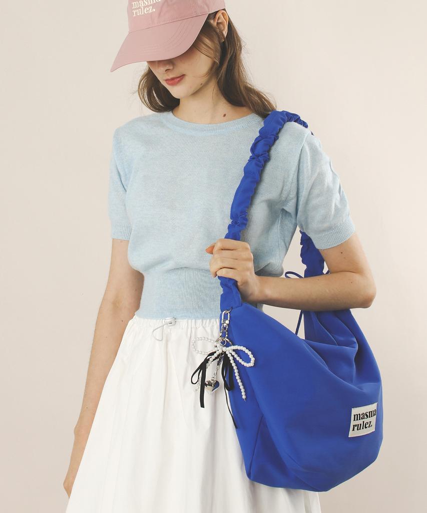Masmarulez Nylon 2Way Shirring Hobo Bag_Blue