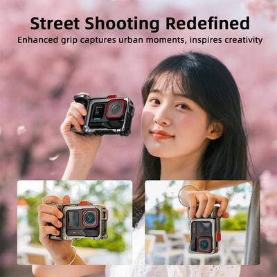 For Insta360 Ace Pro/2 Quick Release Camera Rabbit Cage with Lens Cap Ergonomic Action Camera Cage Sports Camera Protective Case