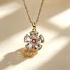 Elegant Flower Diamond Inlaid Titanium Steel Necklace, Light Luxury Versatile Collarbone Chain Jewelry, Perfect Birthday Gift for Women