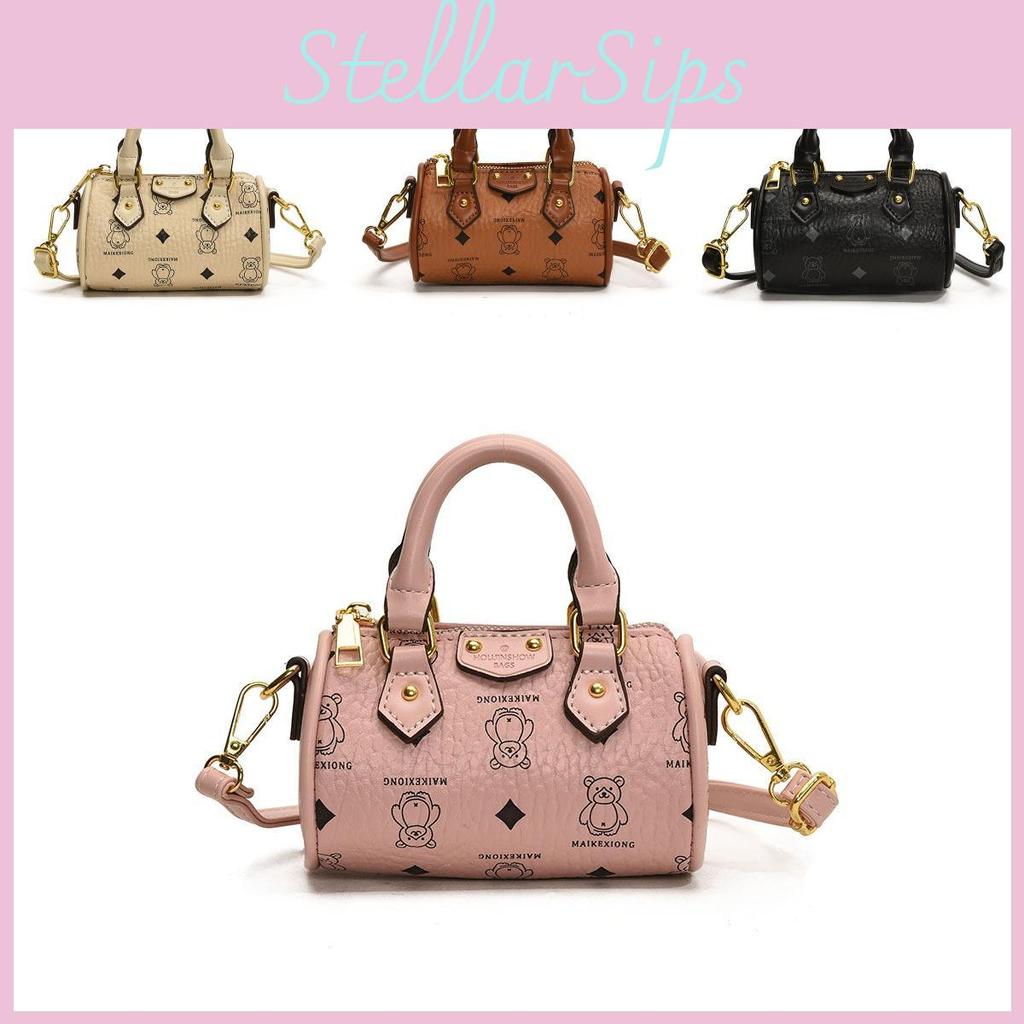 Unisex Bear Print Shoulder Bag Boys Girls Korean Style Stylish Mini Handbag