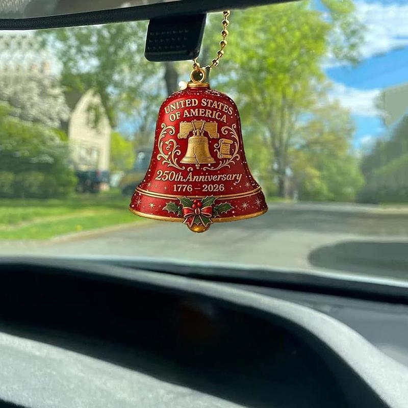 USA 250. Jubiläumsglocke Ornament - 3D Rot & Gold Gedenk-Hängedekor Elegante Türklingel für patriotische Feiertage