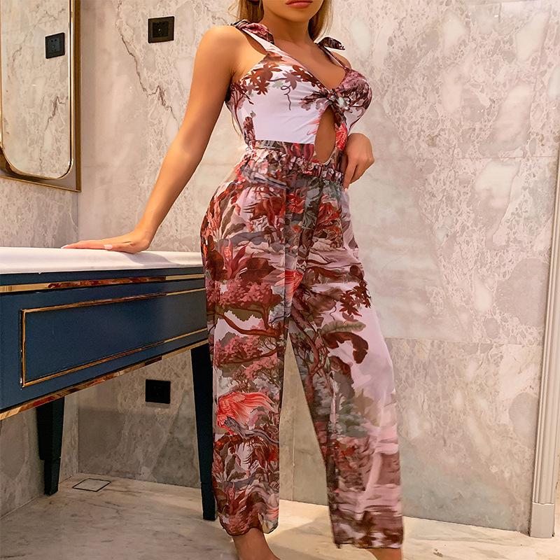 

2025 Women s European & American Long Sleeve Lace-Up Print One-Piece Swimsuit Medium