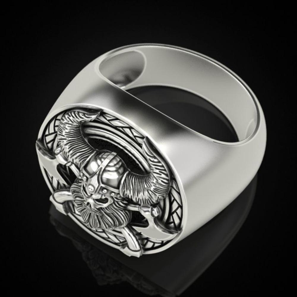 Mens Viking Skull Ring Norse Inspired Jewelry Gothic Punk Style Viking Warrior Accessory