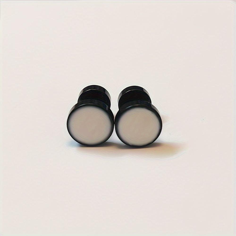 2pcs Unisex Punk Stainless Steel Simple Drip Oil Double Side Barbell Dumbbell Round Stud Earrings for Men Women Hip Hop Jewelry