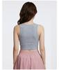 Women's Skin-friendly Modal Sports Vest, Summer Fitness, Round Neck, Hollow Out, Chest Pads, Sleeveless Yoga Top.