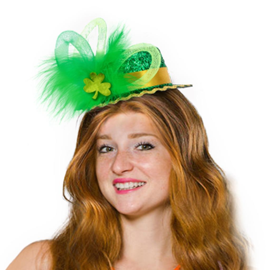Opaska na głowę na święto św. Patryka, cekiny, mini zielona czapka, obręcz do włosów, opaski na głowę z koniczyną, irlandzkie akcesoria do włosów