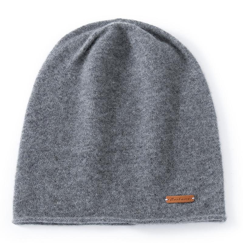 Damen 100% Reiner Kaschmir Slouchy Beanie Winter Warm Weich Gemütliche Kopfbedeckung Einfache Strickmütze Kaltwetter-Accessoire