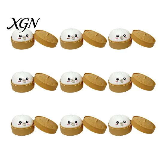 Steamed Bun Stress Relief Toy 12Pcs Bubble Blowing with Steamer Cartoon Dumpling Sensory Pinch Fidget Relaxation Decompression Tool