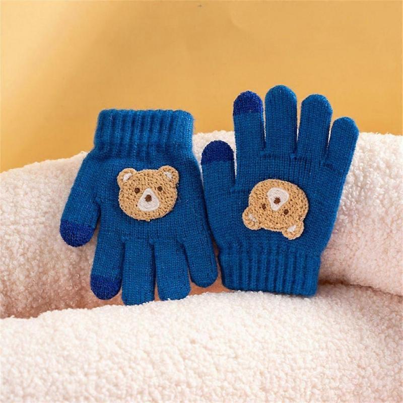 Cartoon Bear Baby Mittens Winter Crochet Thick Mitten for 3-12Years Baby
