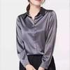 Korean Commute Spring Autumn Satin Blouses Women's Polo Neck Solid Button Loose Ruched Long Sleeve Casual All-match Shirts