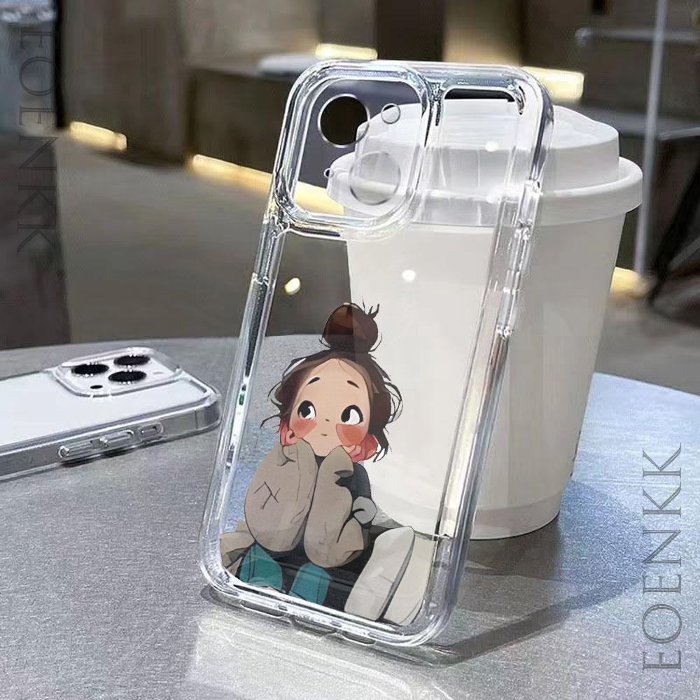 Cartoon Girl Transparent Phone Case For Samsung Galaxy S25 S24Ultra S23 S22 S21 S20 Note10 20 Plus Ultra FE A55 A35 A54 5G Cover