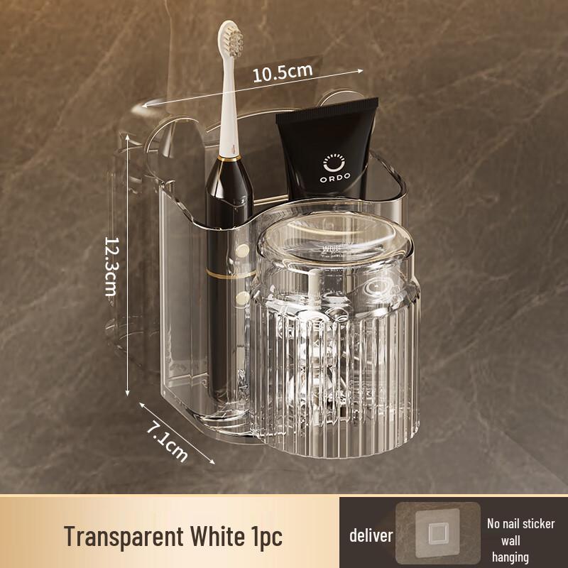Junshiqi UD No-Drill Plastic Bathroom Toothbrush & Cup Holder