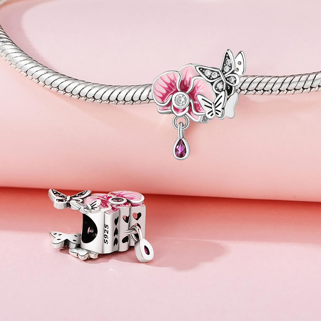 Original Charms Copper Blue Butterfly Butterfly Series Beads Pendant Fit Diy Bracelet Jewelry For Women Fine Gift Accessory