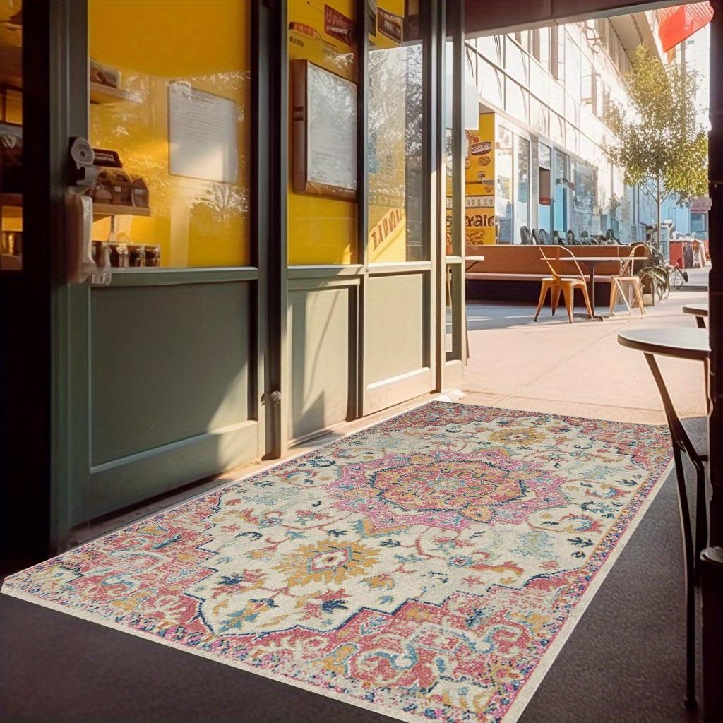 

1pc European Retro Distressed Gray Pink Printed Decorative Living Room Soft Machine Washable Non-slip Hotel Coffee Shop Carpet 40x60cm