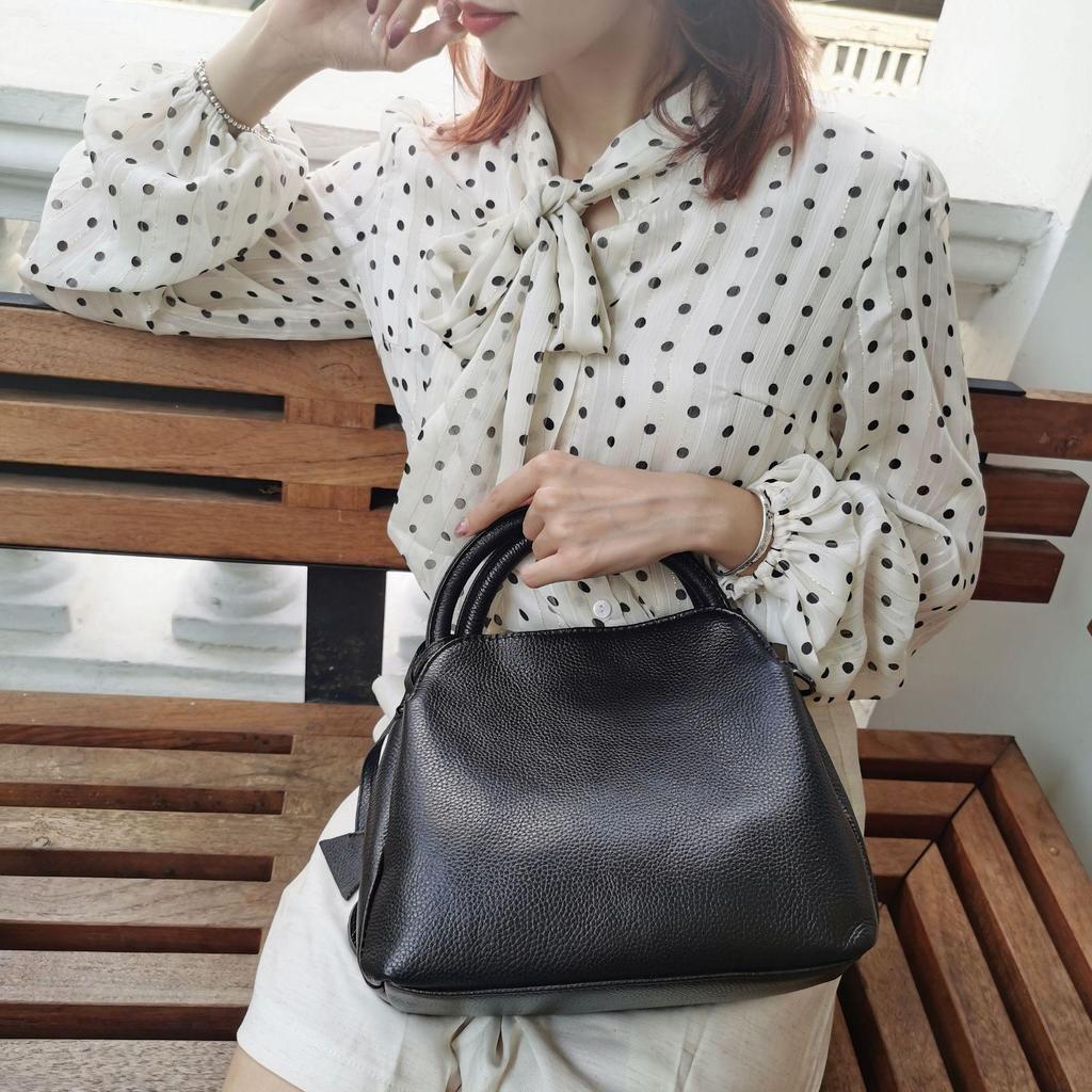 Genuine Leather Women's Crossbody Tote - Large Capacity Soft Cowhide Square Bag for Commuting
