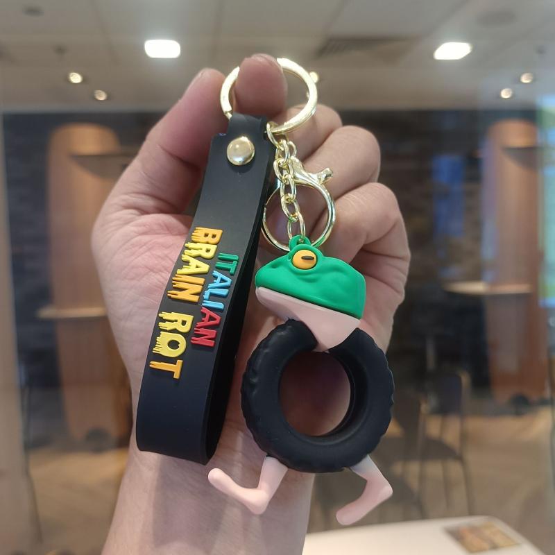 Italian Brainrot Children Cartoon Keychain Tung Tung Tung Sahur Tralalero Tralala Cute Keyring Funny Meme Bag Anime Pendant Gift