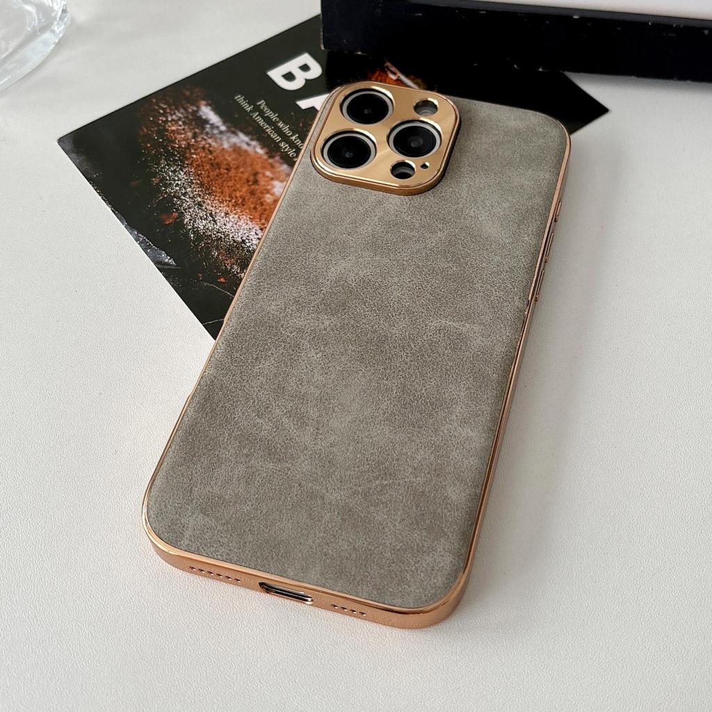 For iPhone 16 Pro Max Phone Case Shockproof Leather+TPU Electroplating Cover