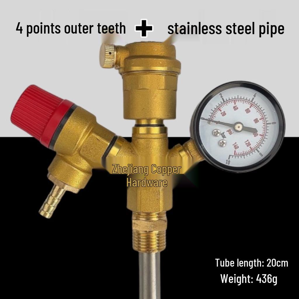 Integrated System: Air Source Heat Pump Buffer Tank with Underfloor Heating, Pressure Relief Valve, Air Vent, and Pressure Gauge