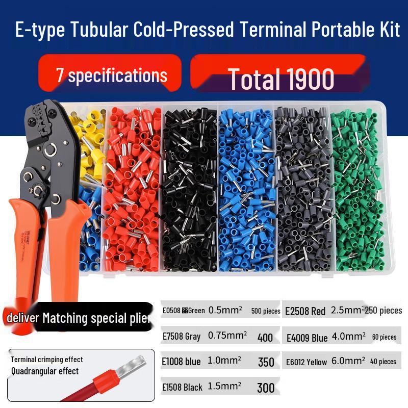 Tubular Needle Terminal Set: RV Crimp Pliers & SV/OT/UT Copper Lugs