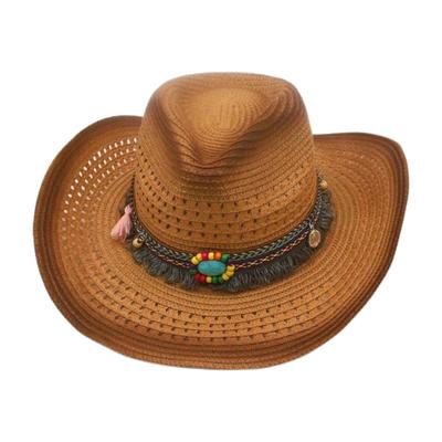 Spring And Summer Beach Outing British Bohemian Cowboy Hat Windproof Sunscreen Straw Hat