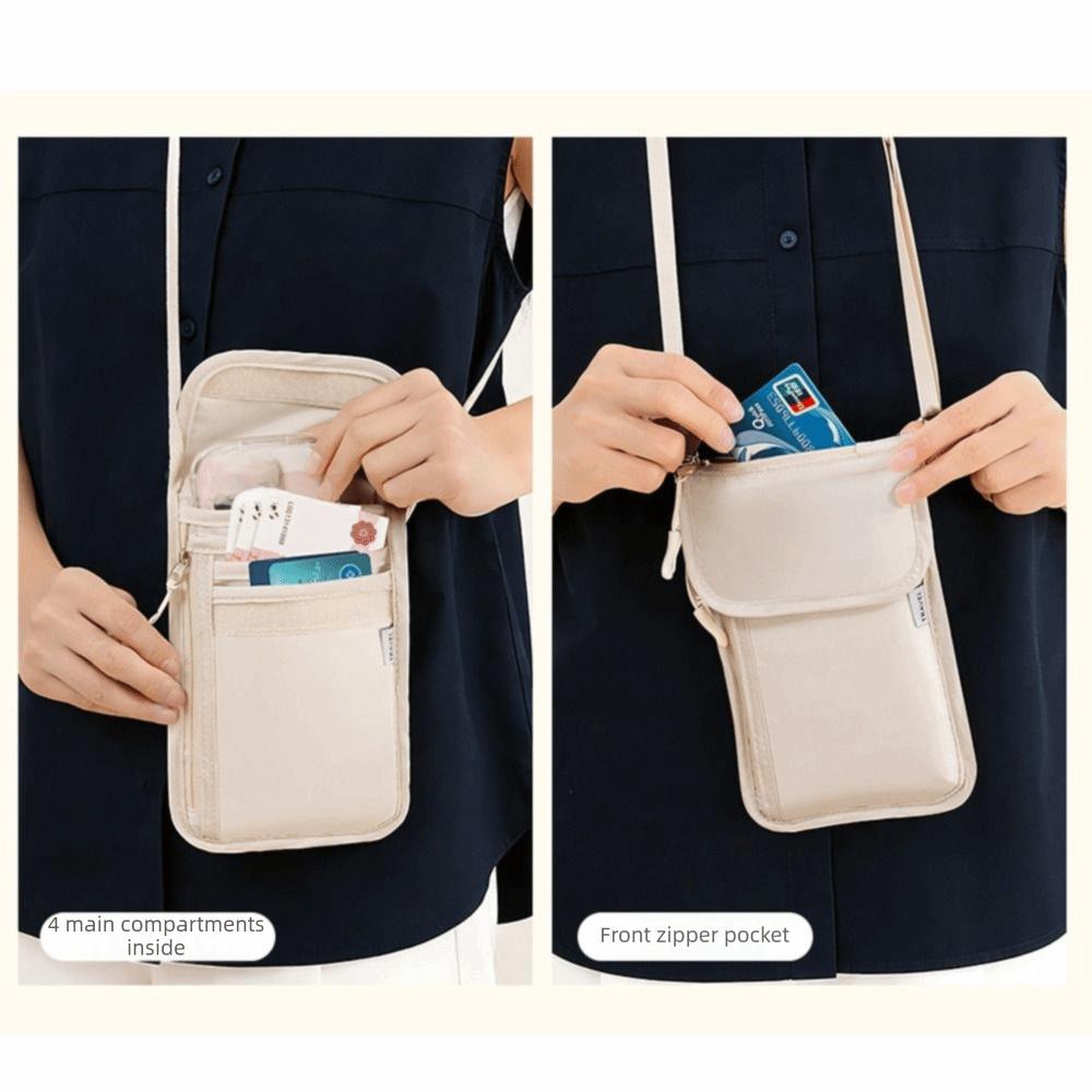 Wasserdichte Reisepasshülle Verstellbarer Riemen RFID-blockierende Halsbörse Mehrere Taschen Anti-Diebstahl Hängebeutel für den Hals