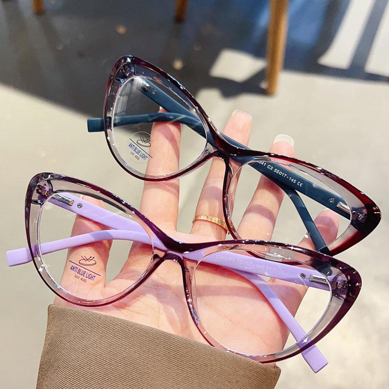Eyewear Frame Vintage Anti Blue Light Cat Eye Glasses Women Luxury Brand Designer Ladies Myopia Prescription Optical Frames