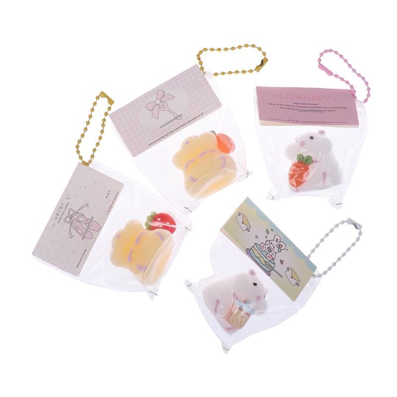2Pcs Cute Mini Hamster Squeeze Toys Cartoon Animal Squeeze Toy Stress Relief Toy Soft Mochi Toy For Adult Kid Gifts