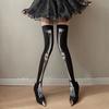 Černé gotické punkové ponožky s kostrou Vintage tenké podkolenky protiskluzové nad koleno dívčí punkový potisk dlouhé trubkové ponožky cosplay Halloween