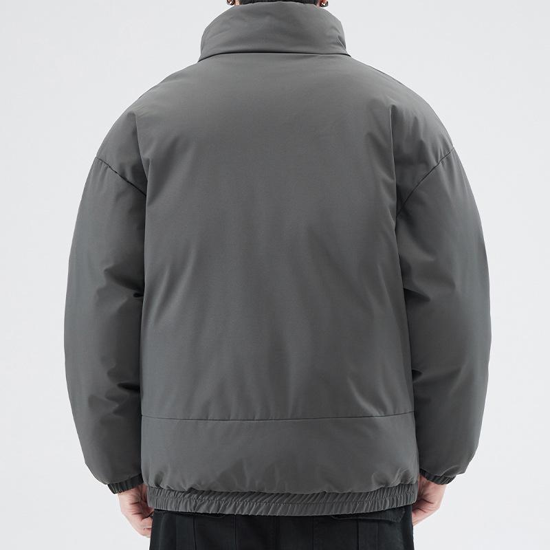 Vielseitige Herren Winter Stehkragen Baumwolljacke – Locker, Trendy, Einfarbig, Verdickt für Wärme