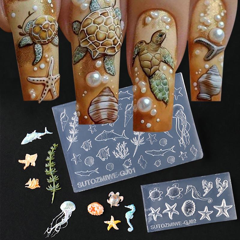 Nail Art Soft Silicone Mold Shell Conch Molds 3D Silicone Carved Ocean Style Diy Nail Design Template Nail Accessories For Salon