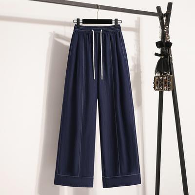 Summer Thin Wide-leg Pants Women's High Waist and Thin Loose Casual Straight Contrasting Pants