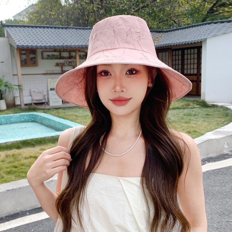 Hat female summer bow big brim bucket hat outdoor travel sun protection beach hat summer sun hat