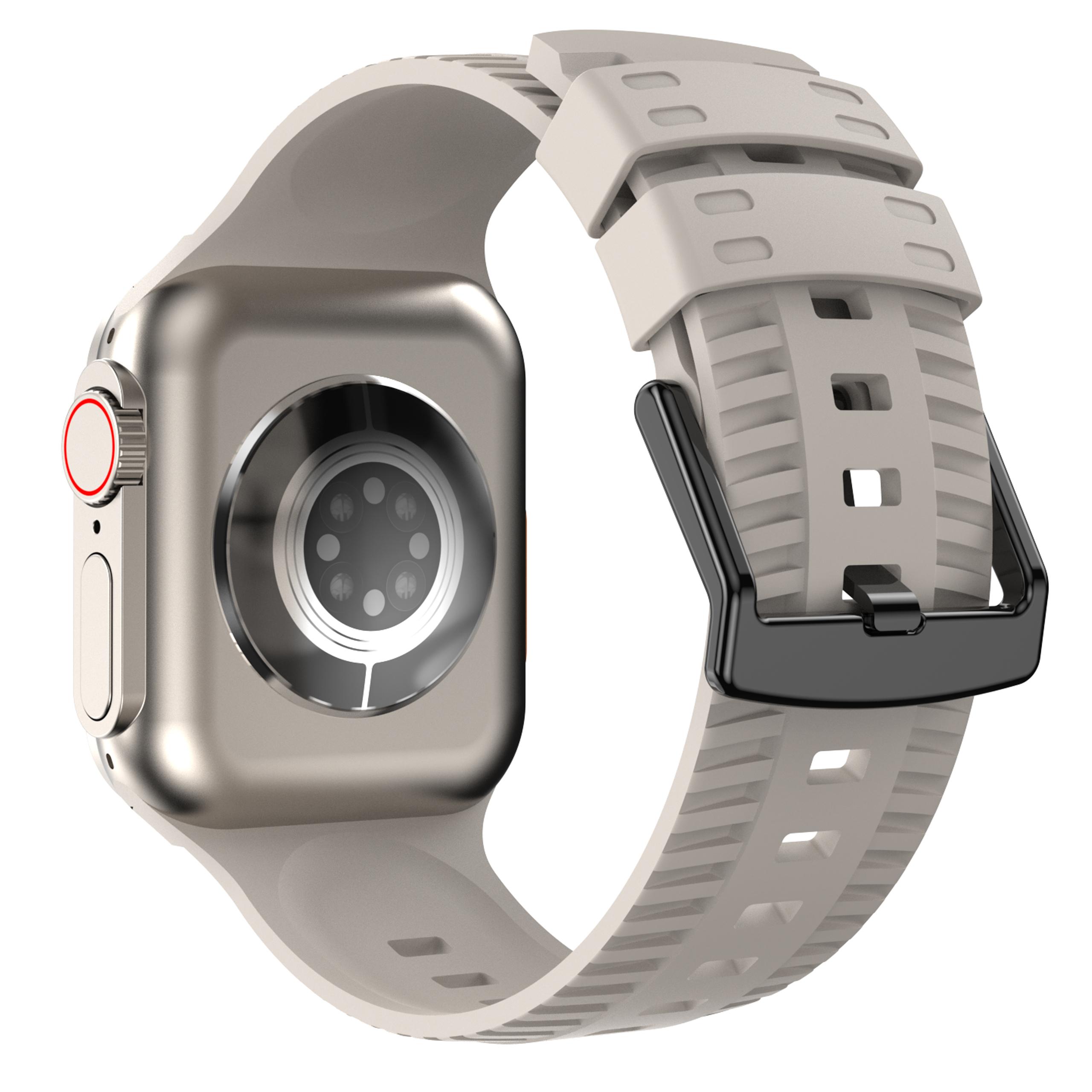 

Ремешок с узором в виде шин для Apple Watch Ultra Band 49 мм, 44 мм, 45 мм, 41 мм, 42 мм, 38 мм, силиконовый браслет Correa IWatch Series 8 Se 7 6 5 4 49MM For Ultra бежевый