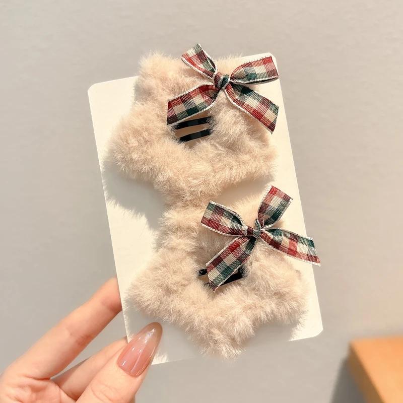 1/4PCS Winter Plush Y2K Star BB Hair Clips for Women Hairpins Cute Fluffy Side Bangs Clips Fashion Headdress Hair Accessories