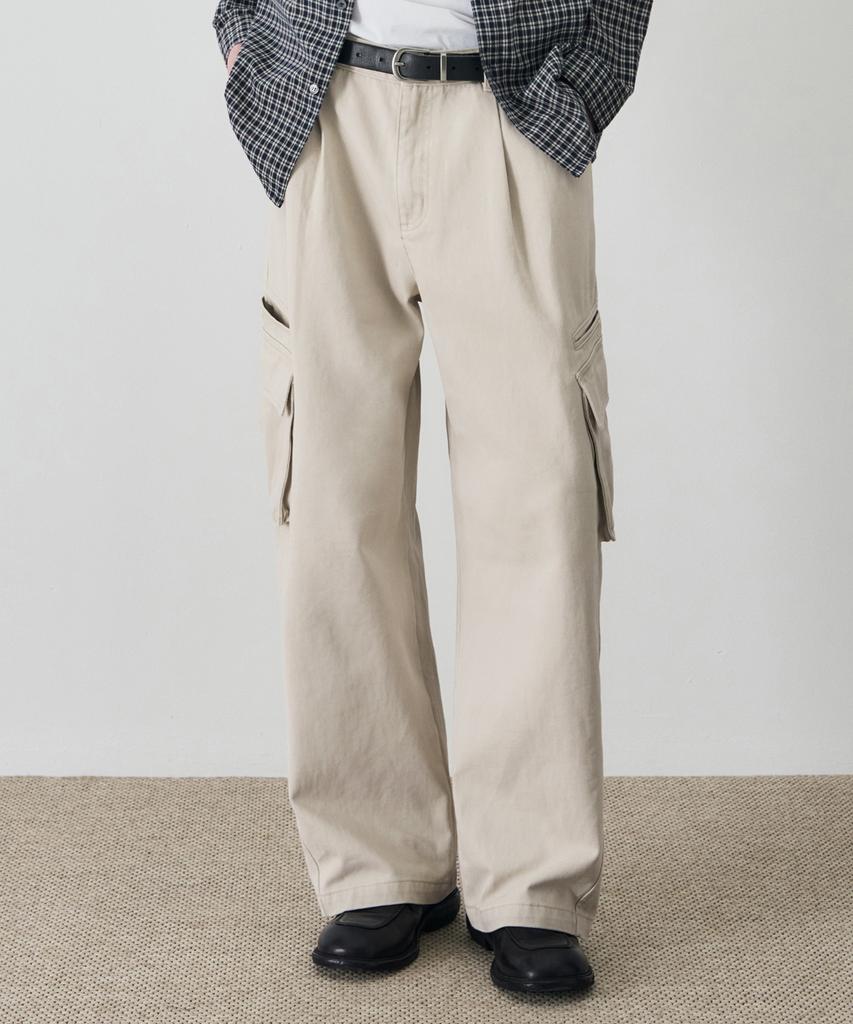 DRAW FIT Miles Washed Cotton Cargo Pants [Sand]