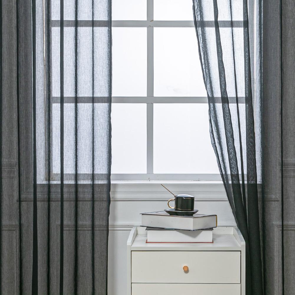 Cortina de tule para cozinha, cor sólida, moderna, europeia, tecido, janela, cortina para sala de estar, lozujoju, decoração de casa, 1 peça