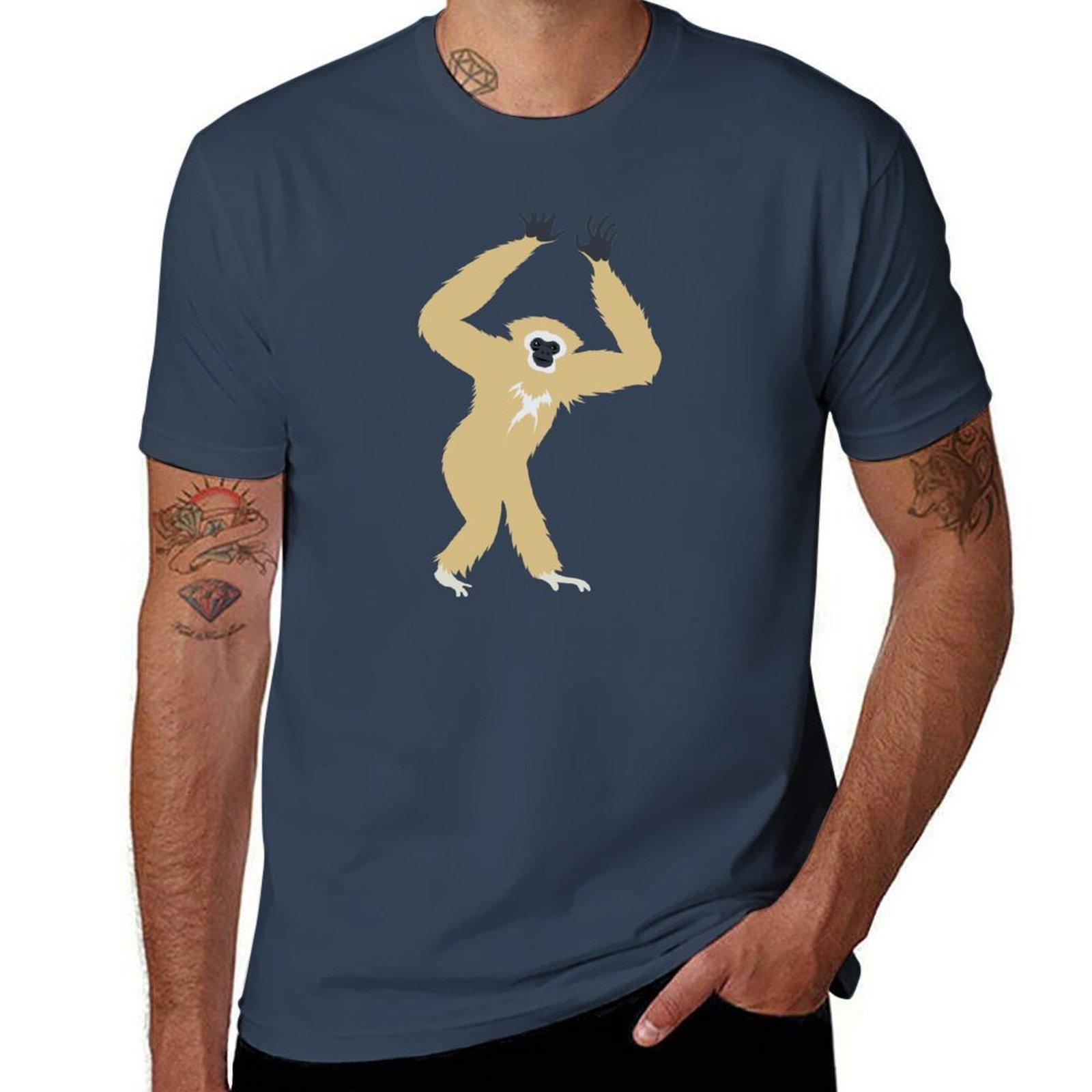 Gibbon On Green Tshirt Classic Basic Casual Tshirt S