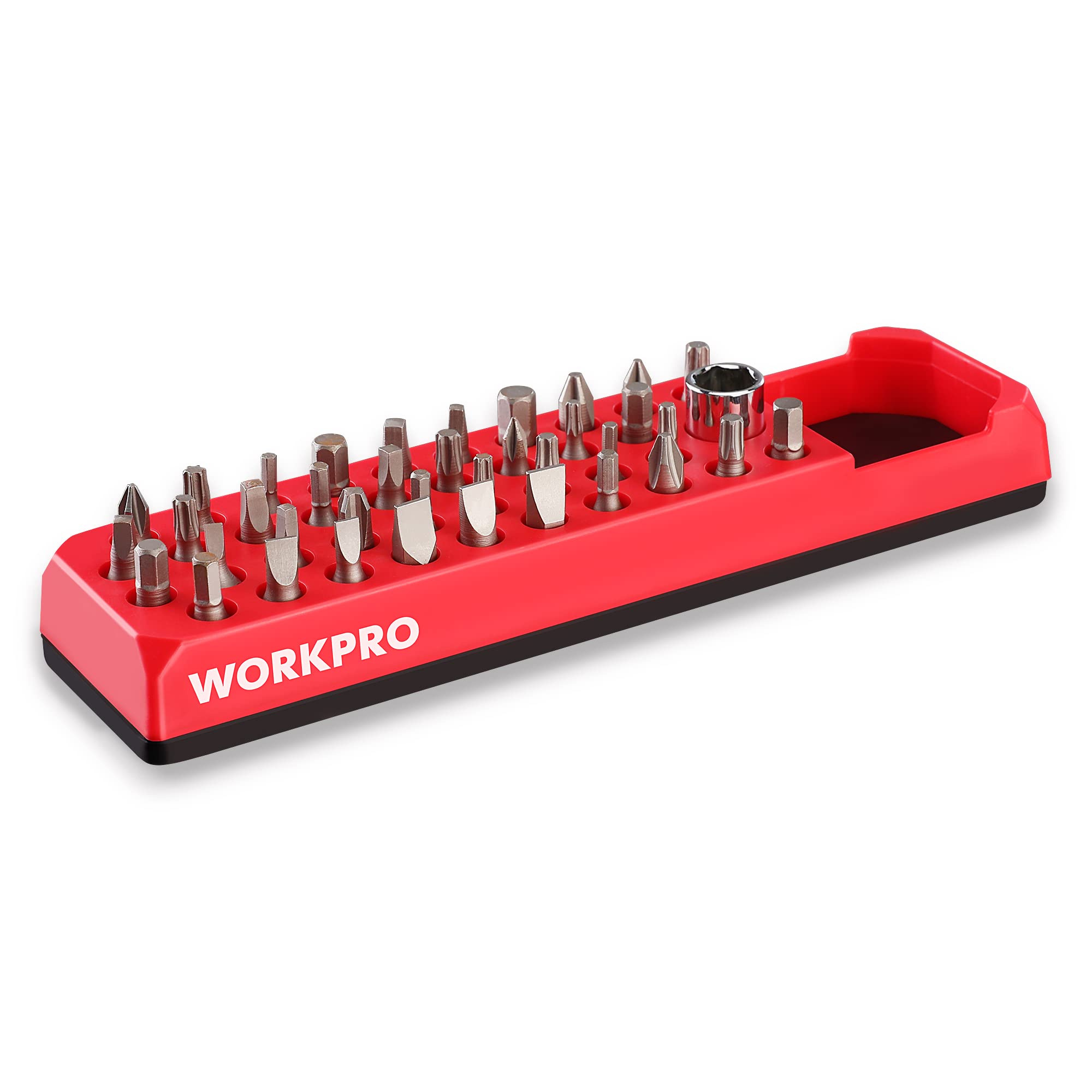 

WORKPRO Bit Organizer Magnetic Bit Holder Hex Driver Bit Holder Holds 39 Bits with Strong Magnetic Base for Bit Storage (Bits Sold Separately)