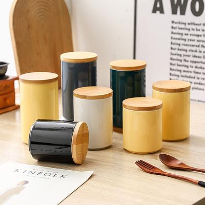 Severský keramický uzavřený hrnec Bambusový poklop Uskladnění kávových zrn Konvice na čaj Čajová konvice Nádobka na uskladnění potravin pro domácnost Příslušenství pro skladování potravin Příslušenství