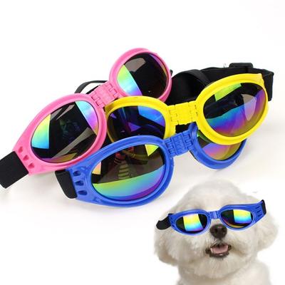 Dog Polarized Sunglasses Small Breed UV Protection Windproof Sun Glasses Pet Goggles Adjustable Folding Eye Wear with Elastic Band for Outdoor