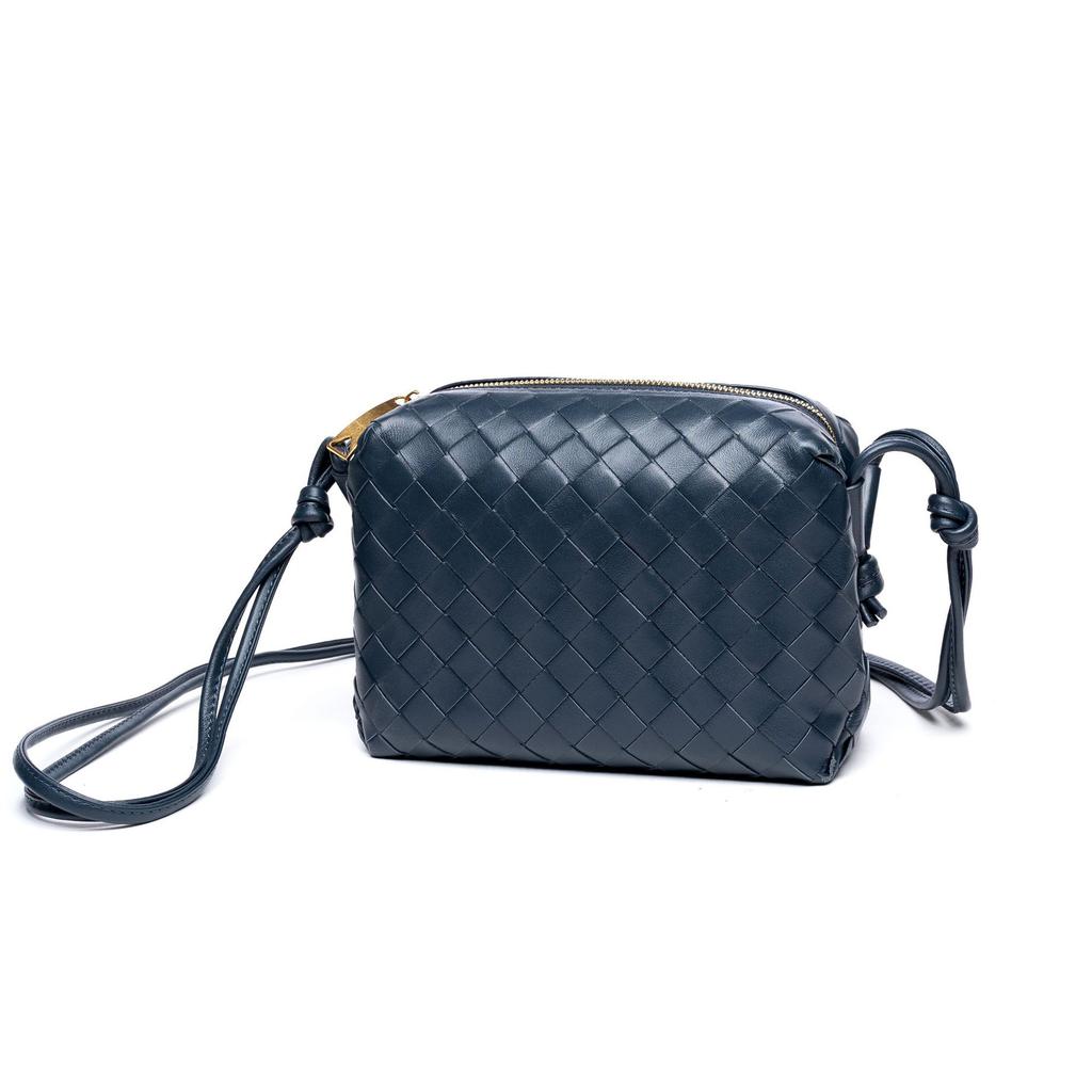 New Diagonal Cross Women's Bag Trend Fashion Versatile Trend Top Layer Sheepskin Woven Women's Bag Wide Grid Shell Bag Women