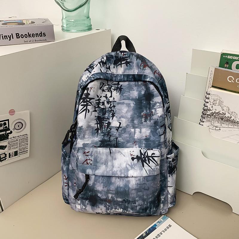 Schoolbag Chinese style schoolbag male new simple high school backpack college student large capacity tie-dye backpack