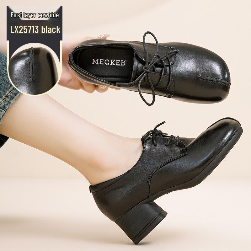 

2025 Autumn Bestseller: Retro Style Comfortable Lace-Up Versatile Cowhide Flats 38