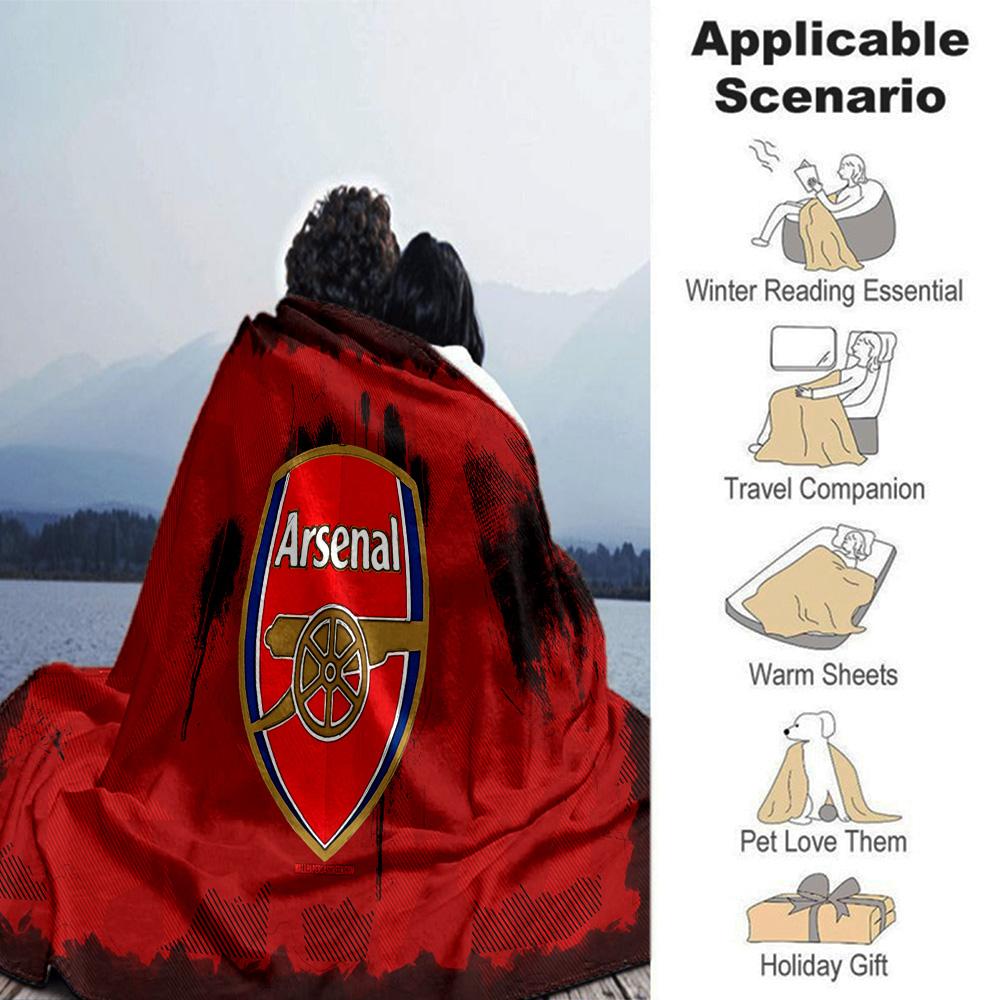Coperta in Flanella con Stemma dell'Arsenal Football Club, Poliestere Morbido, Design Moderno, Per Tutte le Stagioni per Campeggio, Viaggi, Regali per Feste o Compleanni