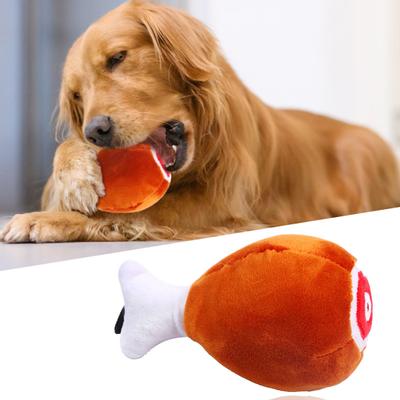 Cachorrinho Perna de Frango Pelúcia Apito Mastigação Brinquedo Interativo Suprimentos para Treinamento de Animais de Estimação