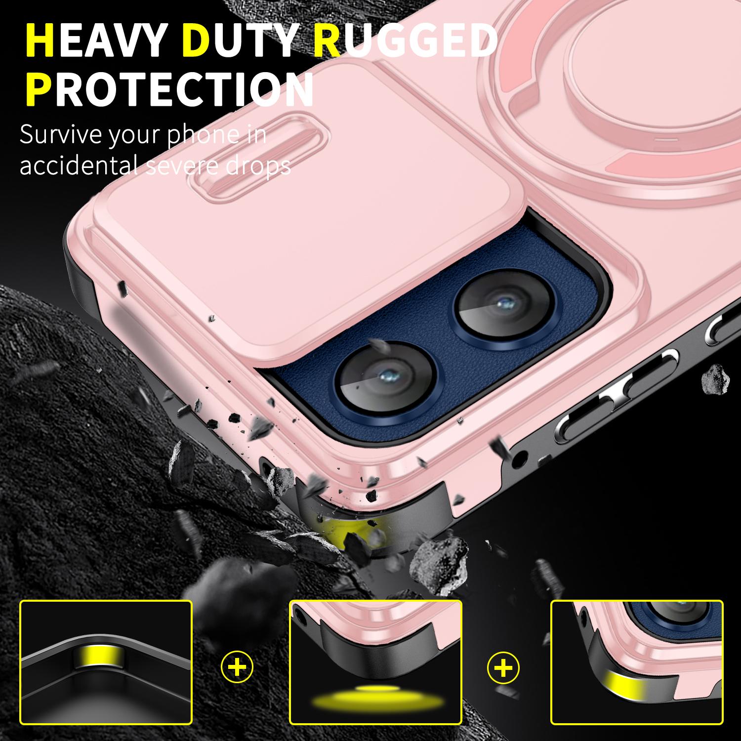 

For Motorola Moto G Stylus 5G (2025) Case Metal Ring Kickstand PC+TPU Phone Back Cover with Slide Camera Cover Black