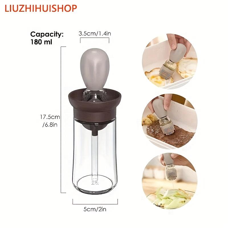 3pcs 2 in 1 Glass Oil and Vinegar Dispenser Set with Silicone Brush , Ideal for Olive Oil, Soy Sauce, BBQ , Fried Foods , Dishwasher Safe, BPA Free,
